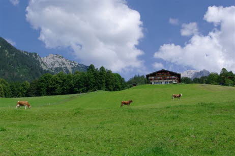 Blick auf das Kehlsteinhaus vor der Pension stehend
